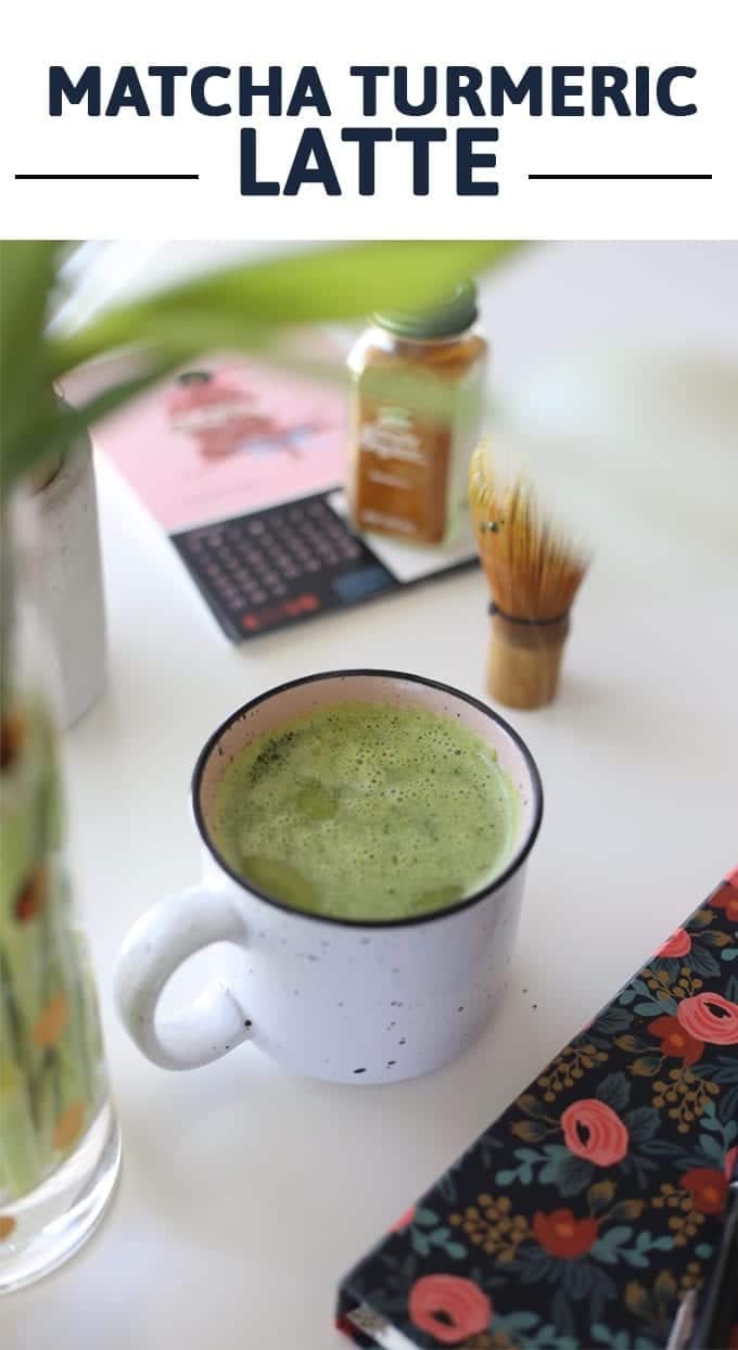 Start your morning with a mug of this matcha turmeric latte. It's packed full of antioxidants and a boost of caffeine to help you get through your day!