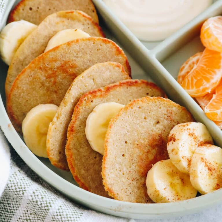 An easy recipe for baby pancakes made with just 4 simple ingredients.