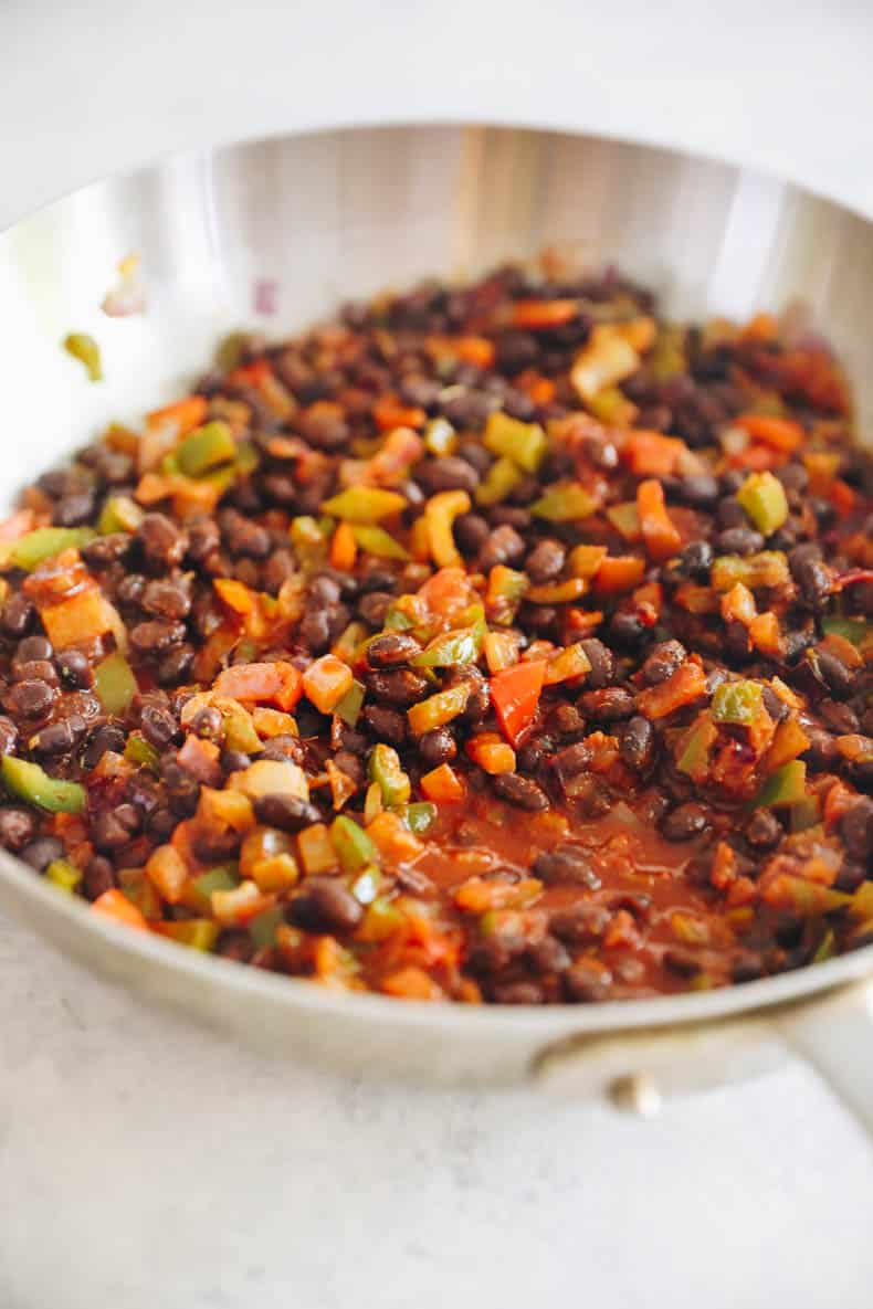 Cooked black beans for black bean enchiladas