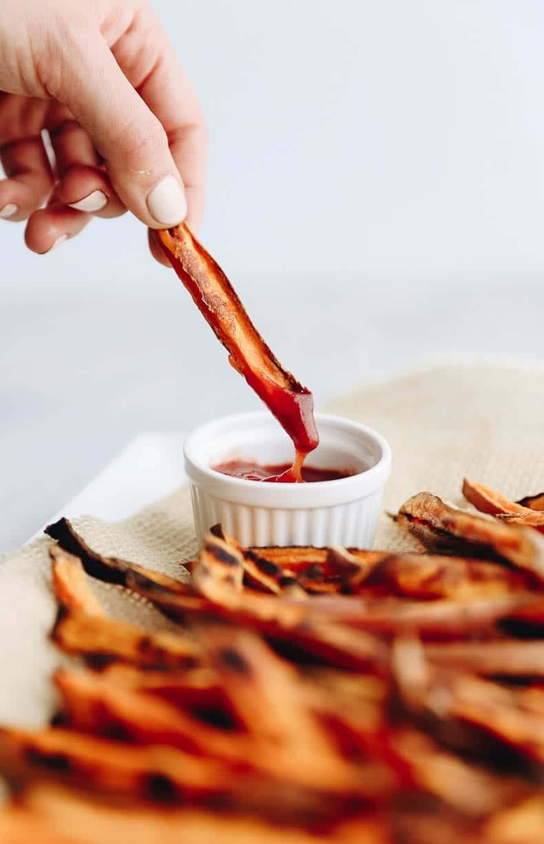 The Best Crispy Sweet Potato Fries made at home in the oven! No deep-frying required!