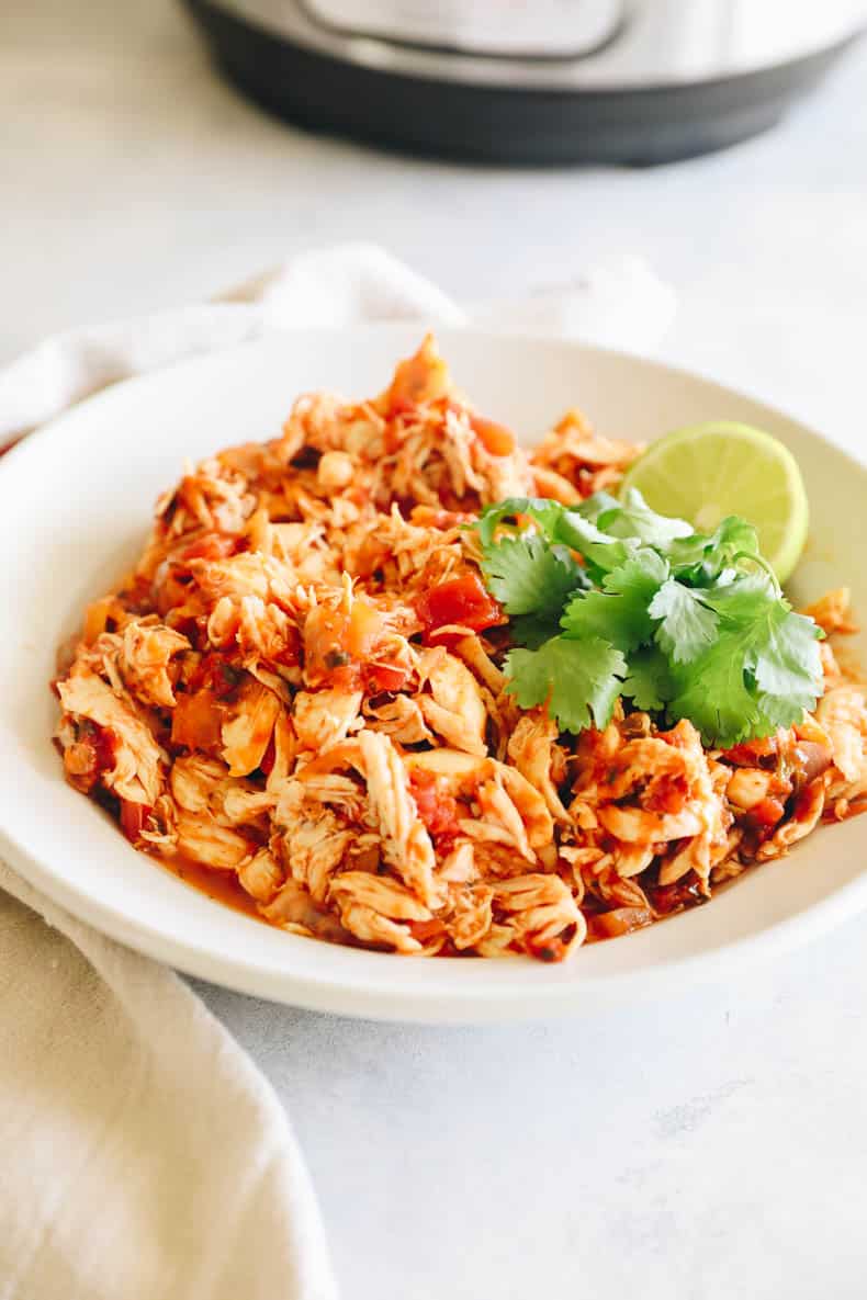 Salsa chicken in a bowl